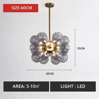 lustre nordique boule verre led décoration maison suspendu