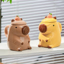 Mug capybara mignon en céramique avec couvercle cadeau