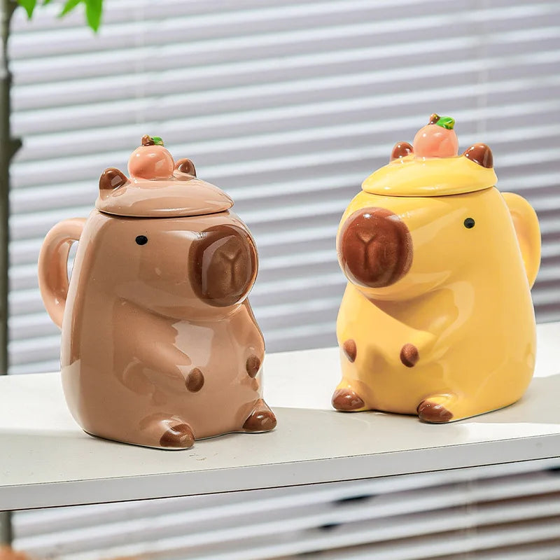 Mug capybara mignon en céramique avec couvercle cadeau - vue 5 sur 7