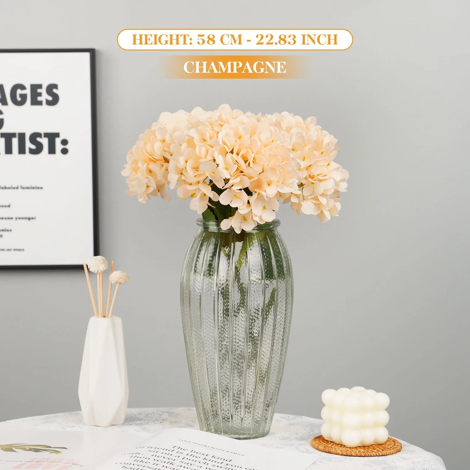 bouquet d'hortensias artificiels en soie pour décoration d'événements - vue 9 sur 19