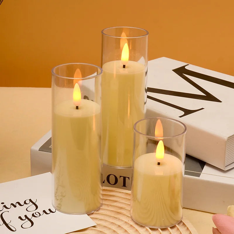 lot de 3 bougies led sans flamme pour mariage et décoration festive - vue 3 sur 9