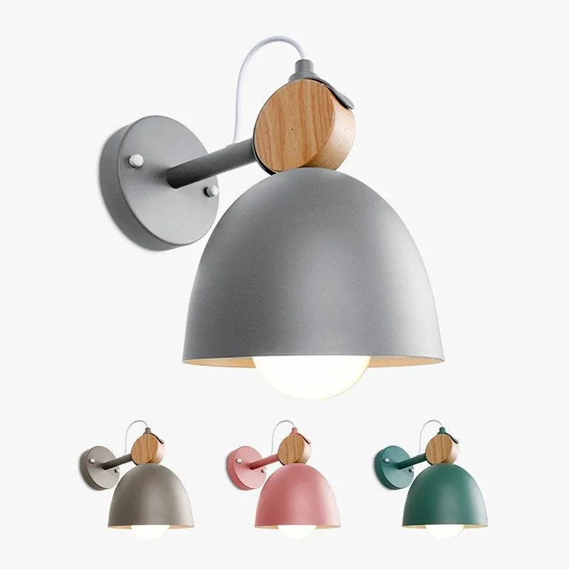 Lampe de applique murale LED nordique en bois Macaron lumière chambre chevet rotatif Deocr lampe salon couloir allée maison luminaire - vue 2 sur 10