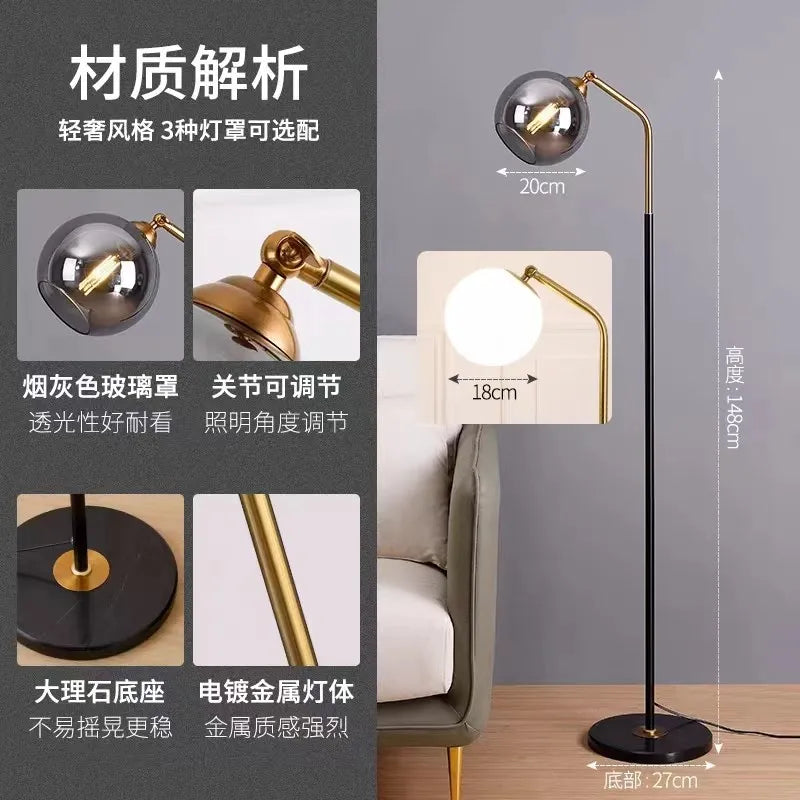 Lampe LED sur pied en verre au design nordique moderne - vue 5 sur 9