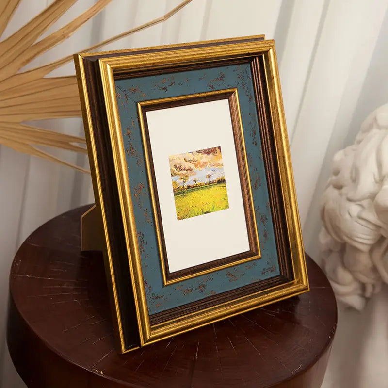 cadre photo rétro américain avec bordure dorée pour décoration intérieure - vue 6 sur 7
