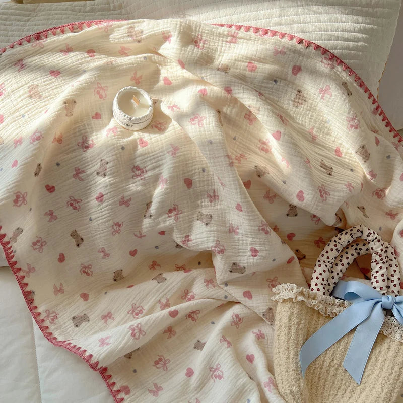 Plaid coton motifs cartoon enfant ete leger - vue 3 sur 6