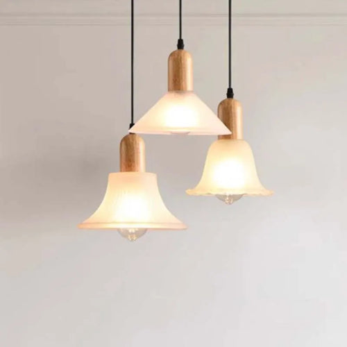 Suspension LED en verre nordique moderne en bois