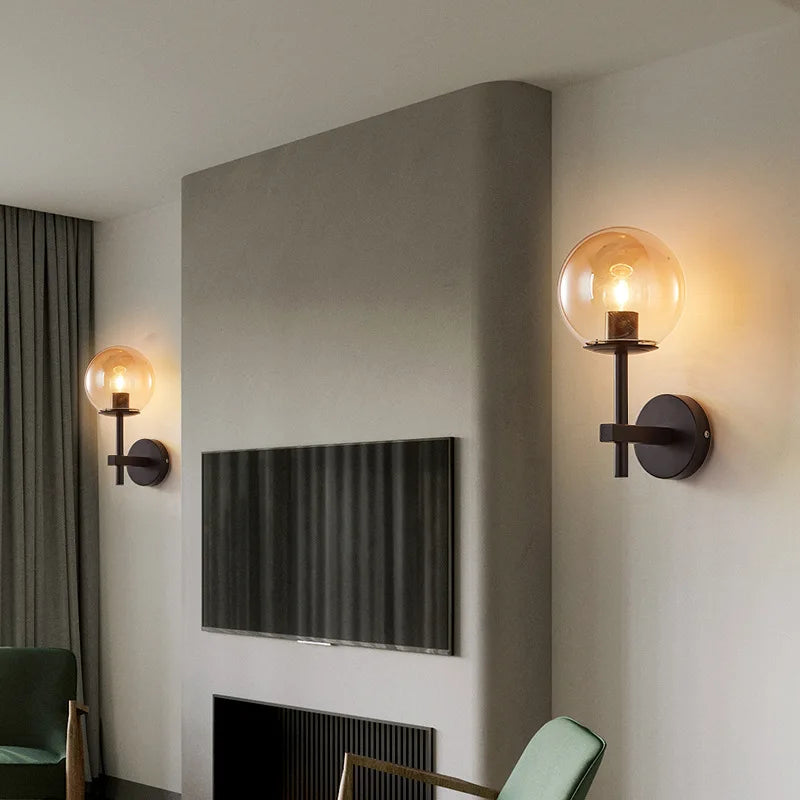 applique murale led moderne nordique avec boule de verre luminaira - vue 4 sur 12