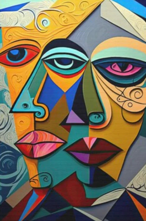 peinture abstraite cubiste style picasso pour décoration murale