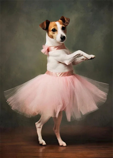 portraits de ballerine de chien art abstrait mural kawaii