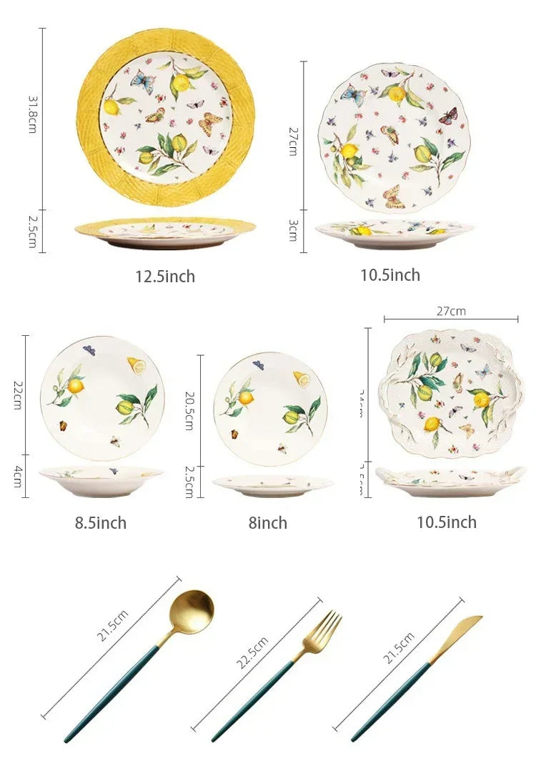 assiette ceramique motif citron style europeen elegante table - vue 7 sur 7
