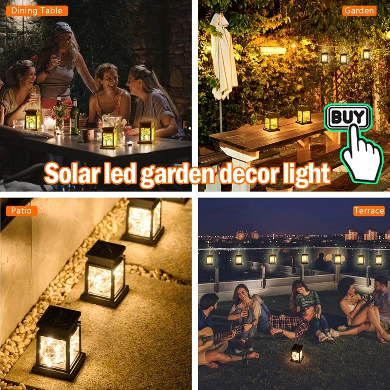 lampes solaires extérieures lanternes décoratives pour jardin et balcon - vue 3 sur 9