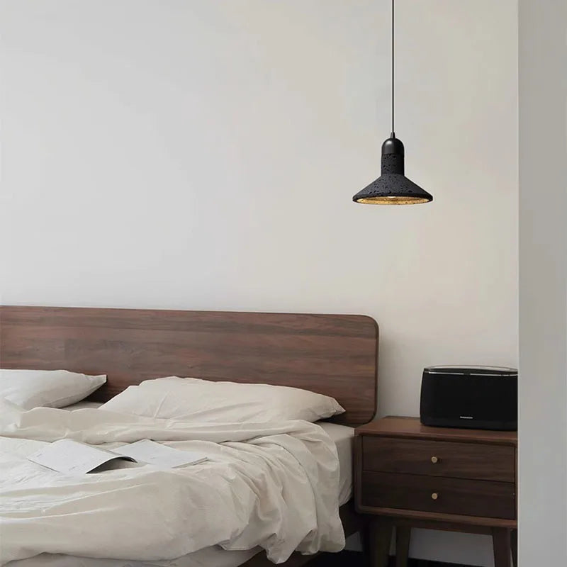lampe suspendue en pierre réglable avec cordon d'ampoule - vue 3 sur 12