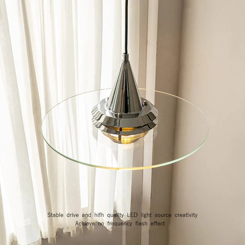 lustre bauhaus en verre clair suspendu pour restaurant - vue 5 sur 10