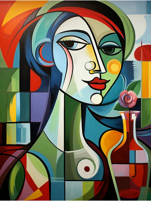 peinture au diamant femme abstraite style picasso kit broderie 5D art décoratif