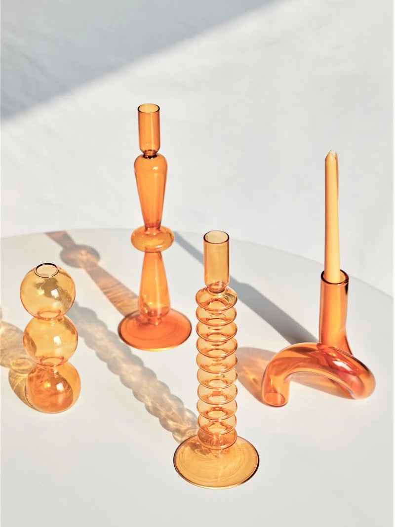 bougeoir conique en verre pour décoration intérieure festive - vue 8 sur 17