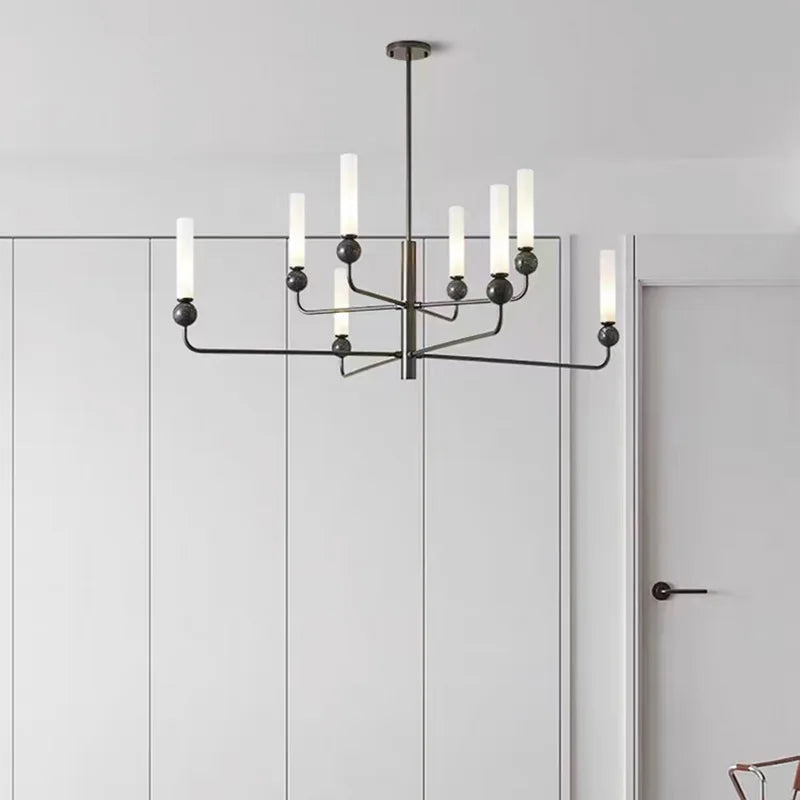 lustre simple et moderne en laiton avec boule en acrylique