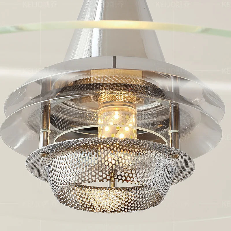 lustre bauhaus en verre clair suspendu pour restaurant - vue 6 sur 10