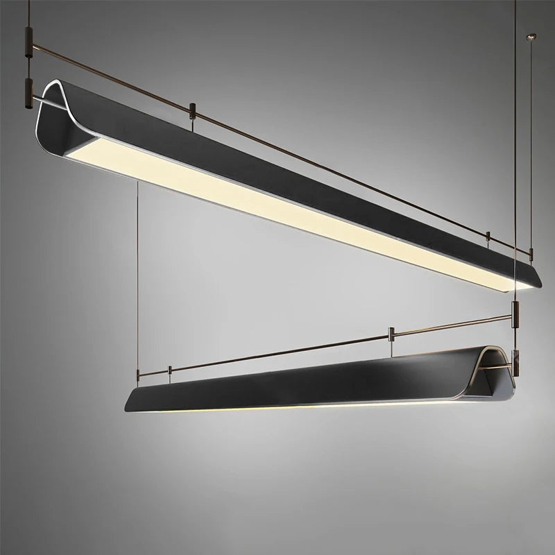 Postmoderne salle à manger LED lustre éclairage Simple noir Bar café bureau longue suspension lampe Restaurant maison déco luminaires