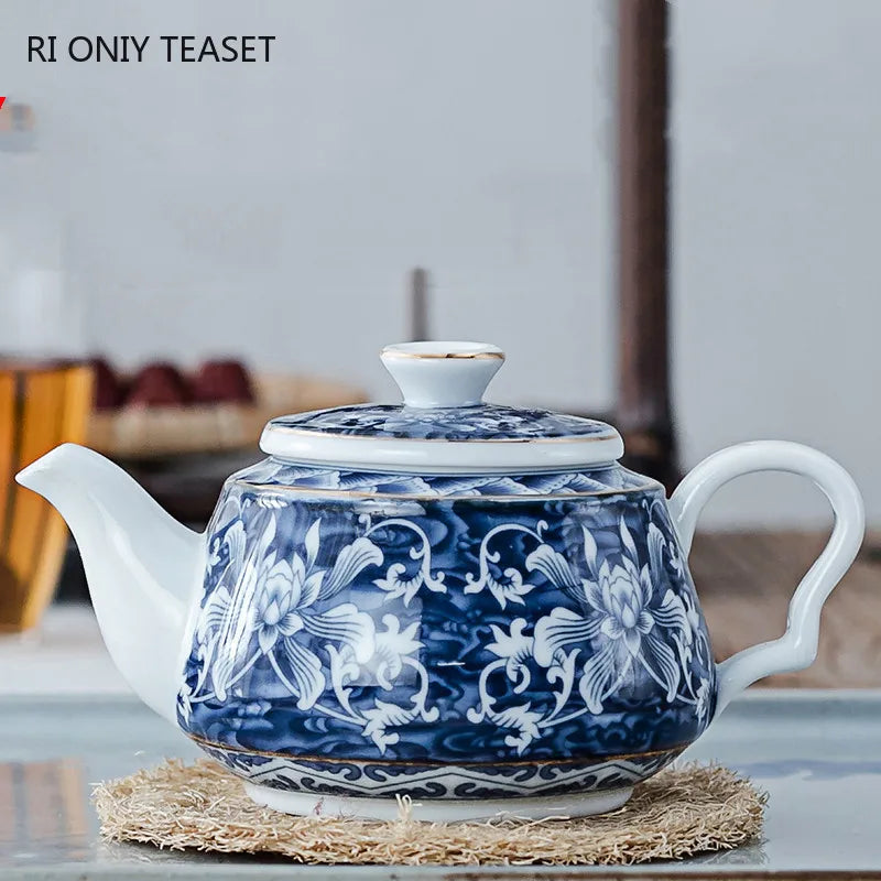 Théière chinoise traditionnelle porcelaine motifs artisanale portable