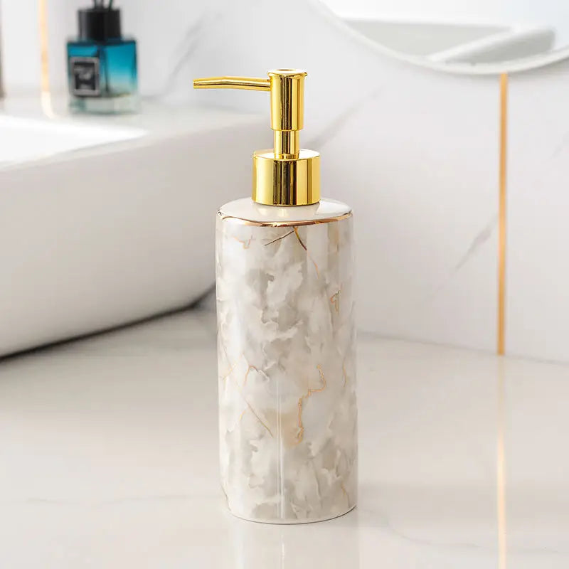 accessoires de salle de bain en céramique marbrée décorative et pratique - vue 9 sur 18
