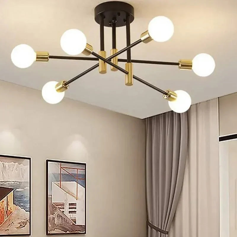 lustre led moderne semi-noir blanc or intérieur salon manger chambre - vue 7 sur 16