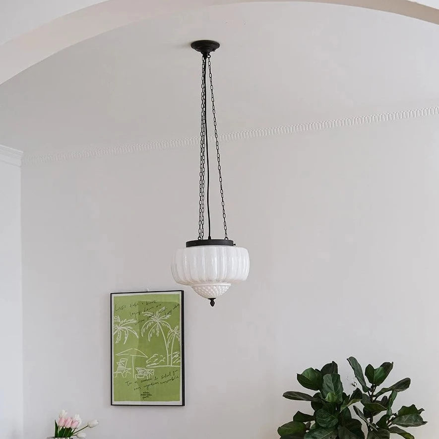Suspension industrielle en métal verre rétro américain - vue 4 sur 7