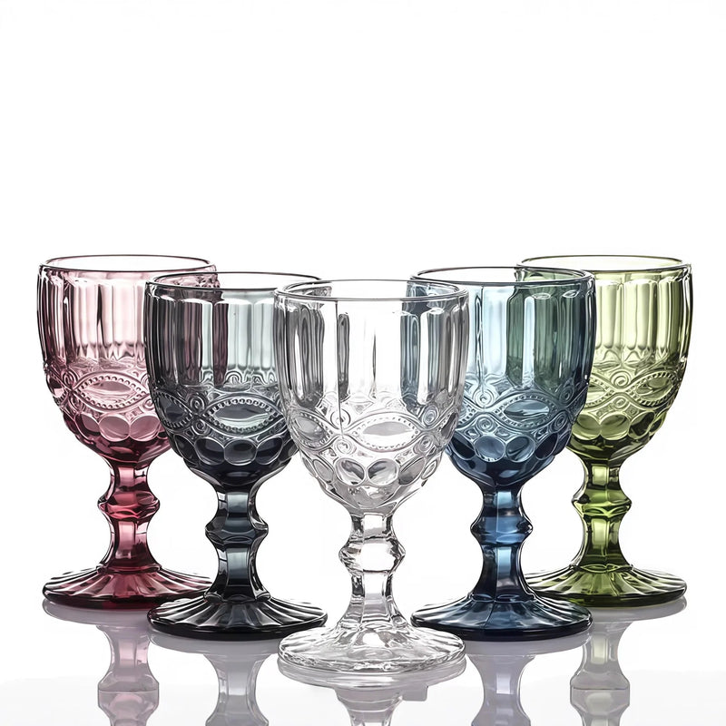 Verre vin relief rétro épais style européen