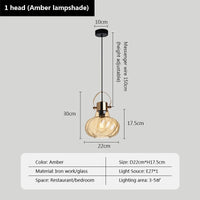 Suspension design LED en verre nordique décor loft bar