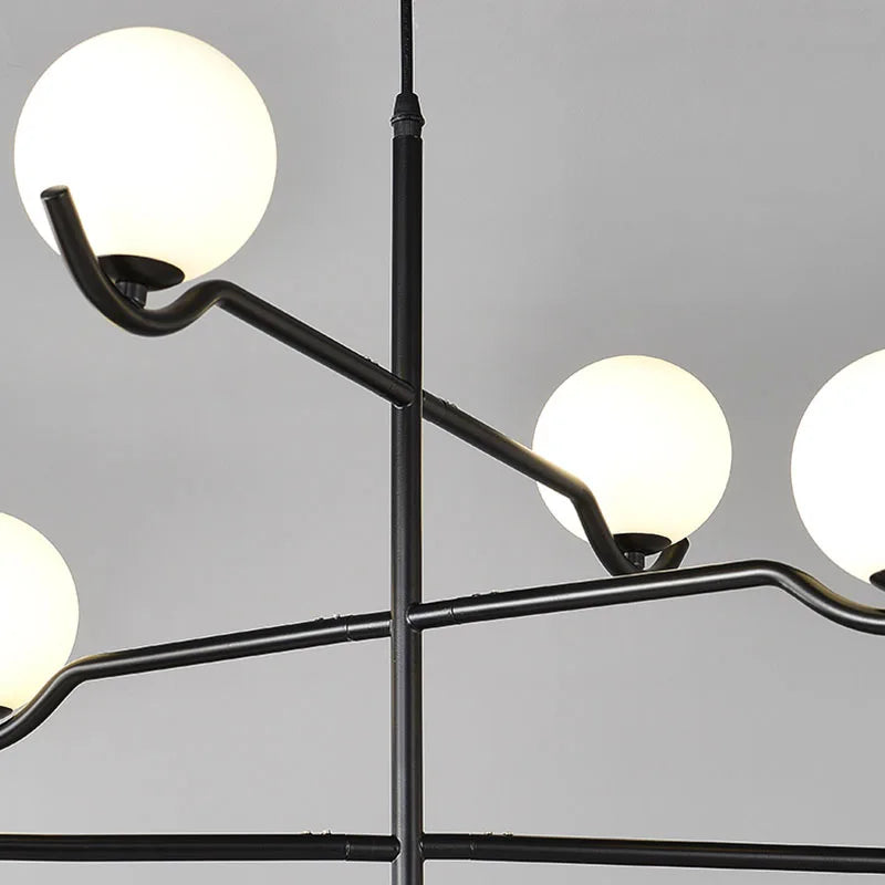 lustre design moderne en verre avec structure métallique