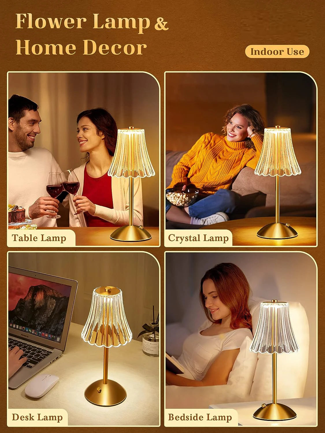 lampe de bureau tactile rechargeable sans fil pour lecture et décoration - vue 6 sur 7