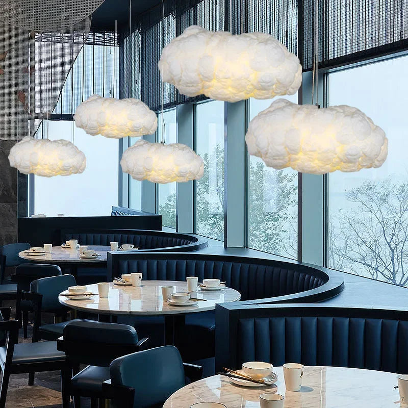 lustre moderne led en forme de nuage flottant pour restaurant