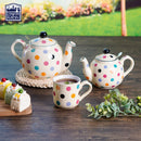 Théière céramique style britannique à pois pour thé