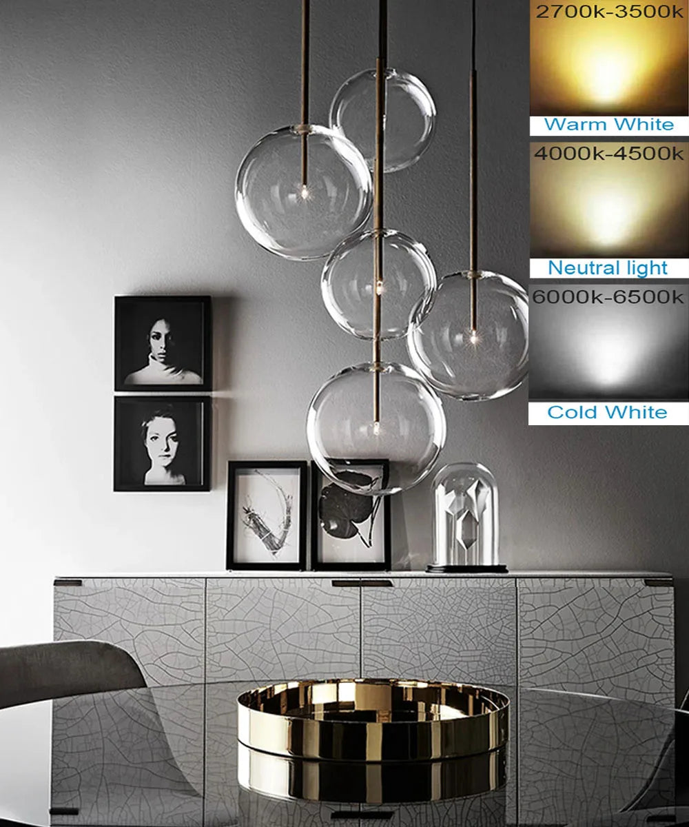Suspension nordique moderne en verre clair - vue 3 sur 18