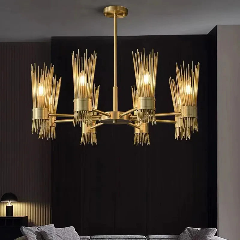 lustre en cuivre plein led décoratif pour maison créatif - vue 3 sur 16