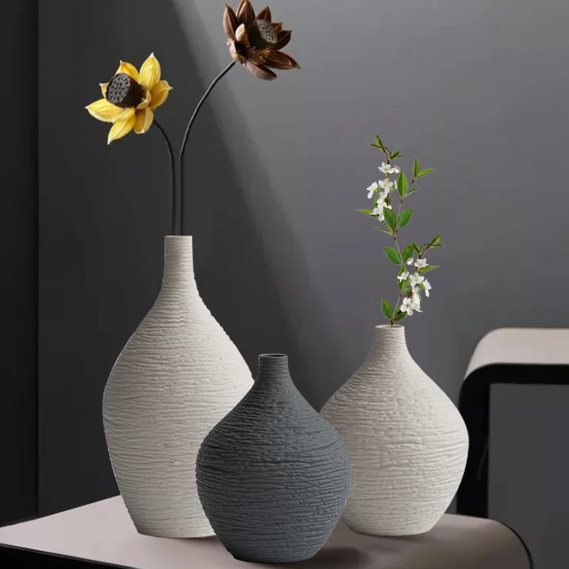 vase décoratif en céramique pot de fleurs nordique pour intérieur et bureau - vue 6 sur 10