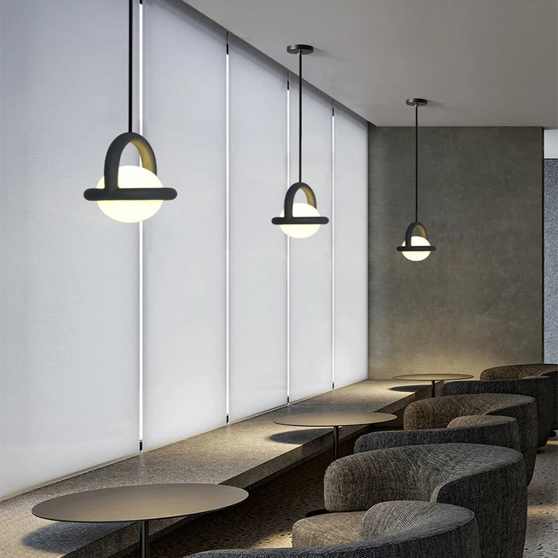Nordique Simple Ballon Suspension Lampe Jupiter Boule Lampe Chambre Chevet Balconbar Café Petite Suspension Art Designer Lustre - vue 7 sur 10