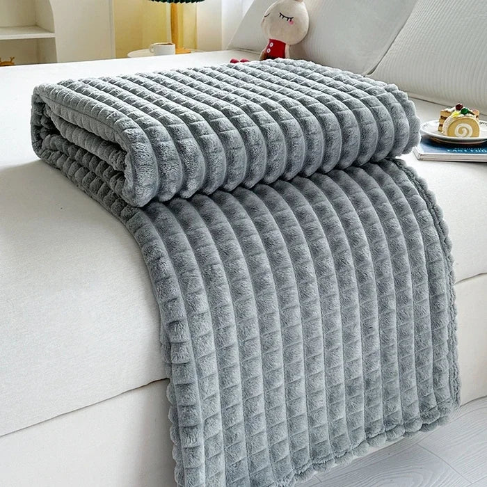 Plaid flanelle imitation fourrure couverture salon hiver