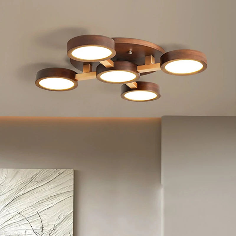 lustre led moderne en bois pour décoration intérieure