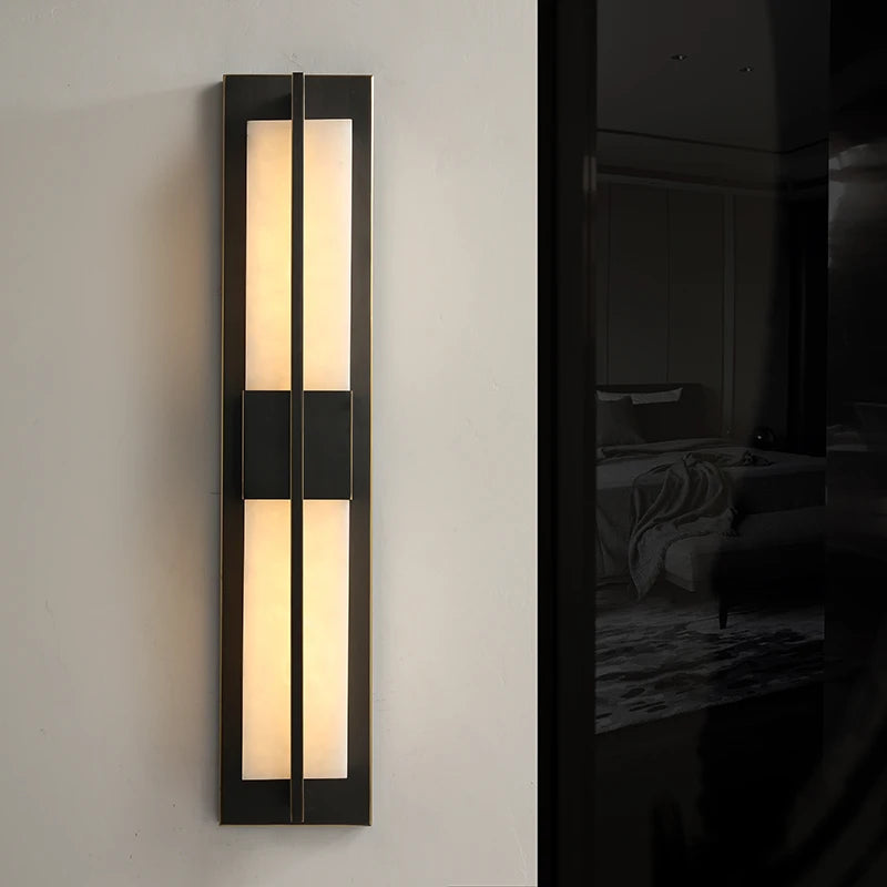 applique murale led en cuivre avec bande de marbre espagnole - vue 3 sur 12