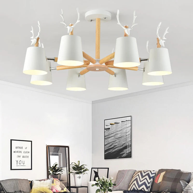 plafonnier moderne en bois de cerf pour décoration intérieure - vue 7 sur 8