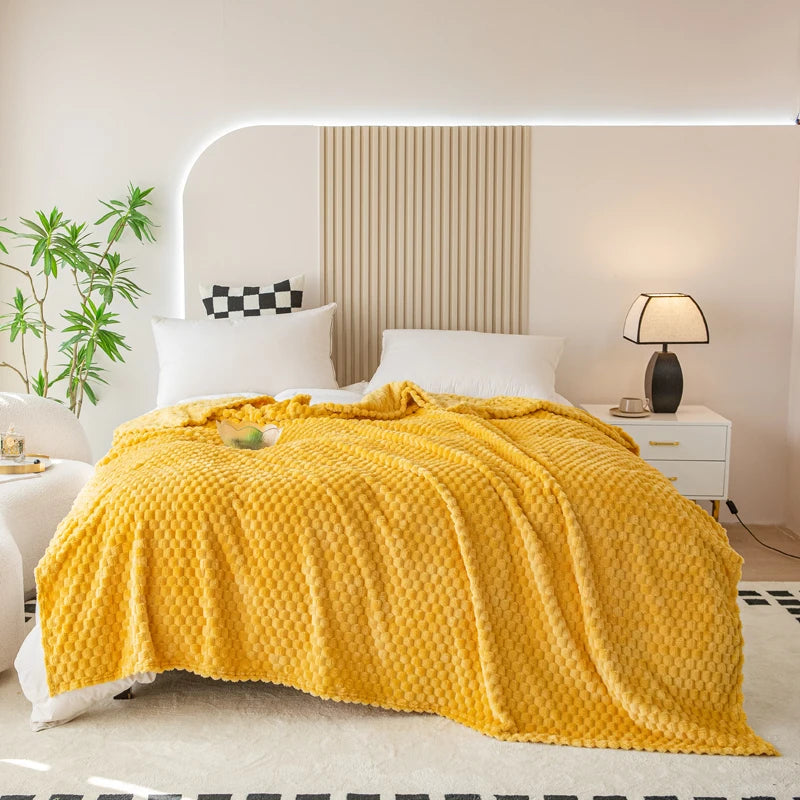 plaid à carreaux doux chaud moelleux salon canapé - vue 2 sur 7