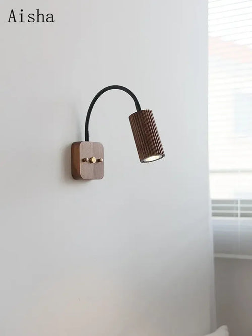 Applique murale rétro en bois de noyer