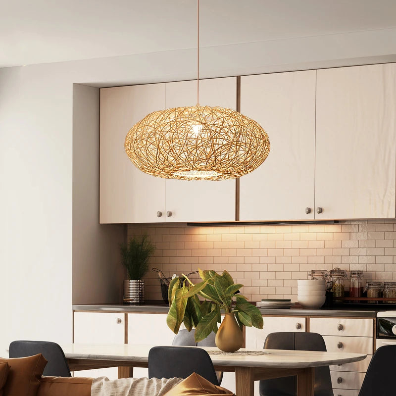 suspension moderne en rotin style chinois décoratif loft