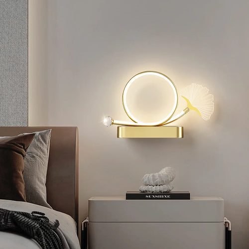 applique murale led tricolore protection yeux design feuille ginkgo
