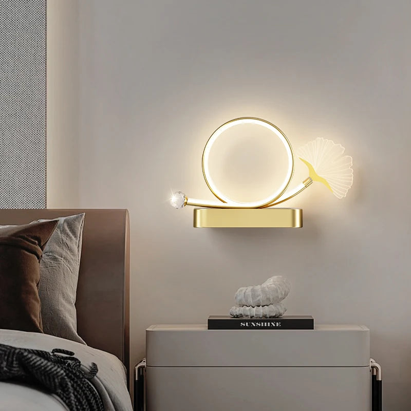 applique murale led tricolore protection yeux design feuille ginkgo - vue 6 sur 12