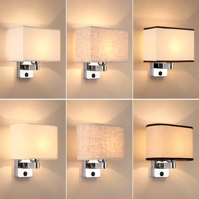 Applique murale Led avec abat-jour en tissu