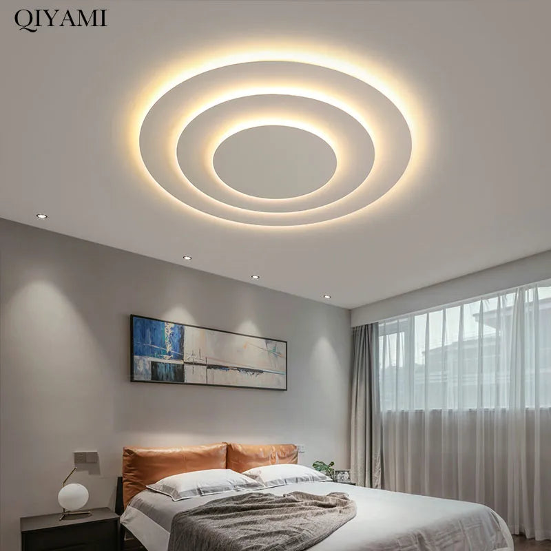 plafonnier led multicouche blanc minimaliste moderne - vue 6 sur 12