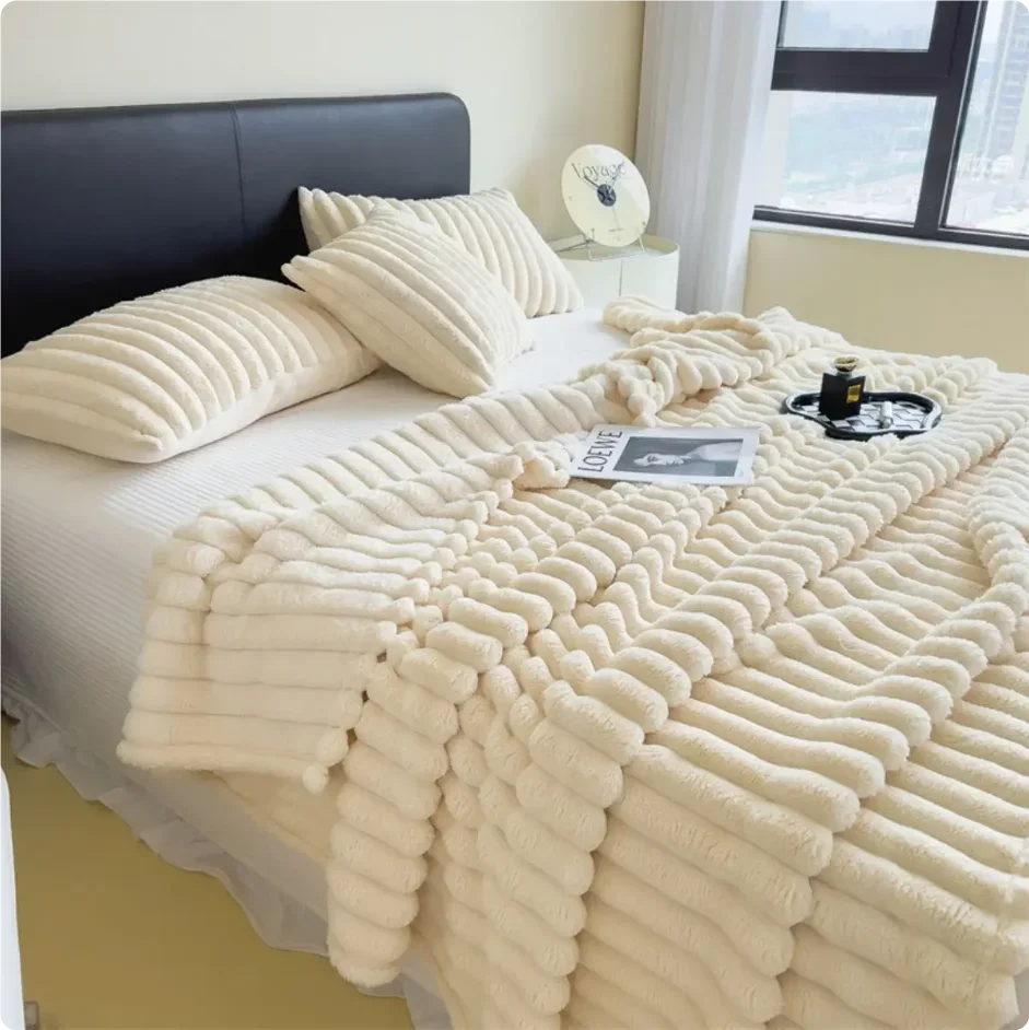 plaid hiver doux épais polaire carreaux style déco - vue 5 sur 7