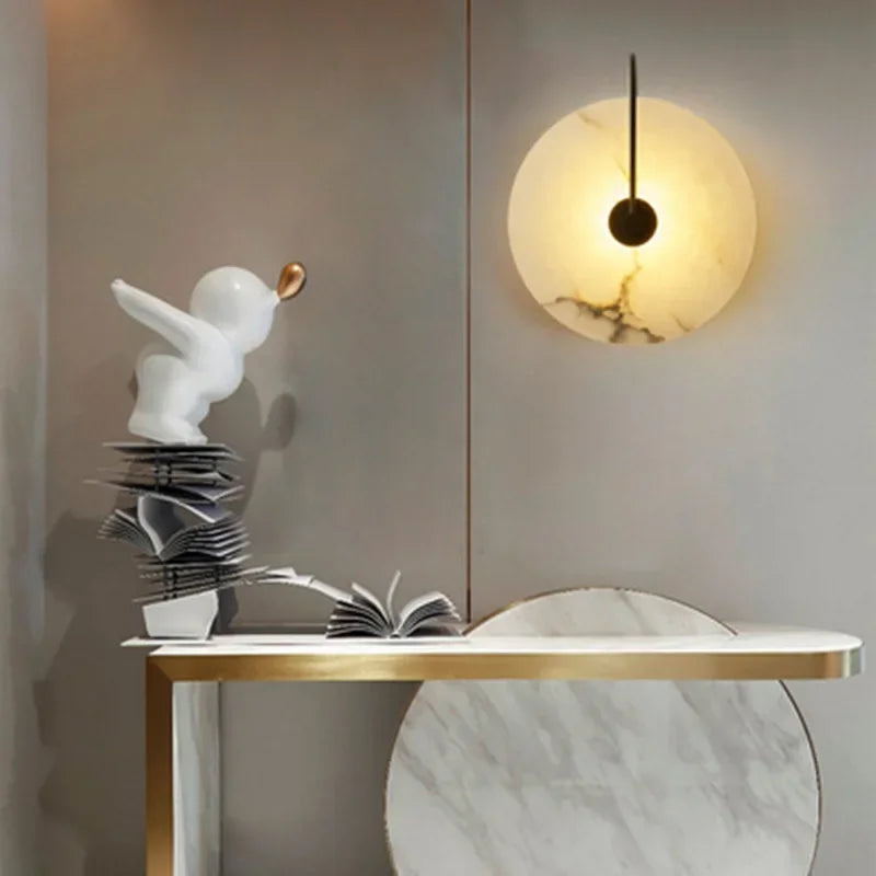 Applique murale LED marbre moderne luxe noir or - vue 4 sur 11