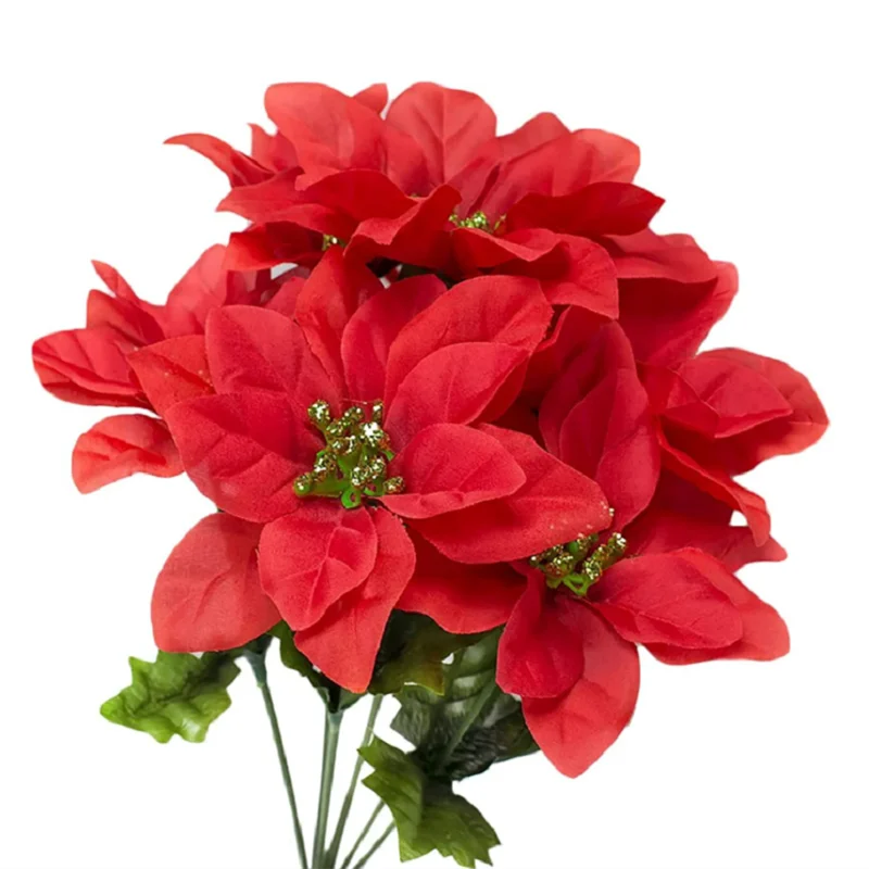 Lot de bouquets de fleurs artificielles pour Noël et Nouvel An